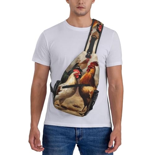 Bolso cruzado para hombre con estampado de gallo y gallina miniatura 7