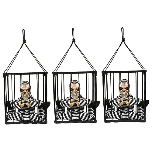 YARNOW 3 Piezas Decoración Fantasma Colgante De Inducción Esqueleto Colgante De Juguete Fantasmas Colgantes Decoración De Halloween Obsesionado Sonido Sagú Paño Vocalizar