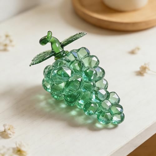 Carroterr Mini estatua de uva decorativa de cristal, estatua de fruta artificial de 3.7 pulgadas, adornos de cristal, pisapapeles de mesa, adornos coleccionables para decoración de centro de mesa de