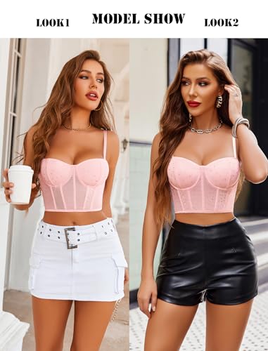Image of Avidlove Corset Tops for Women Push Up Bustier lingerie Mesh Sexy Going Out Party Club Top