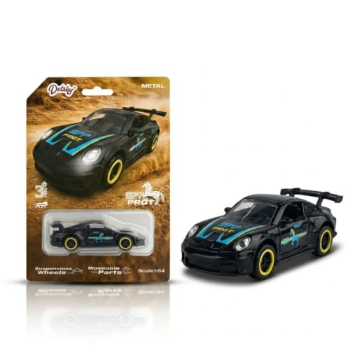 Image of 1:64 Scale Premium Die Cast Metal Sports Car Model Toy Miniature Collectible Replica with Smooth Free Rolling Wheels High Detail Exterior for Display Collection and Gift (Black)