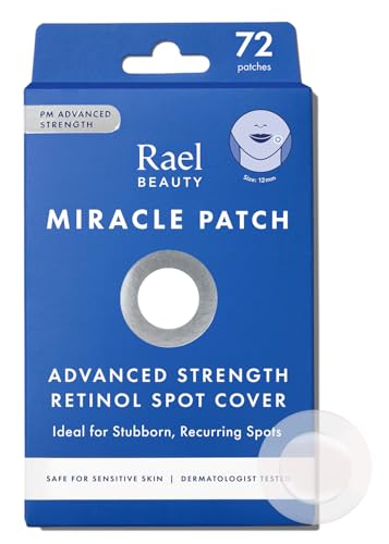 Rael Pimple Patches, Miracle Retinol Spot Cover – Hydrocolloid Acne Patch for Face, Absorbing Zits & Blemishes, PM Advanced Treatment, Facial Sticker (72 Count)