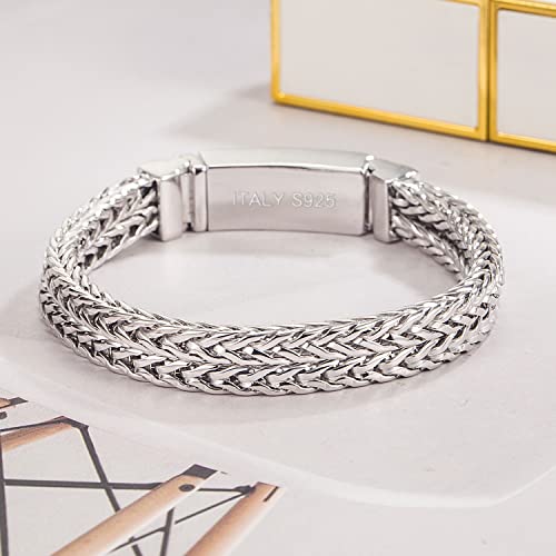 Fashion Men 925 Sterling Silver Byzantine Franco Chain Bracelet 10MM 7 "7.5" 8 "8.5" 9 "9.5 "10" Chopin Chain Link Bangle Solid Silver Man Cuff Fine Jewelry Gift3