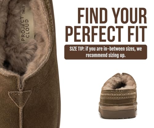Image of Project Cloud Mens Slippers Genuine Leather Australian Shearling Slippers | Memory Foam Insole Non Slip Fuzzy Shoes Indoor Outdoor Warm Cozy Footwear Everyday Comfort Soft Lining Cushioned Sole Easy On