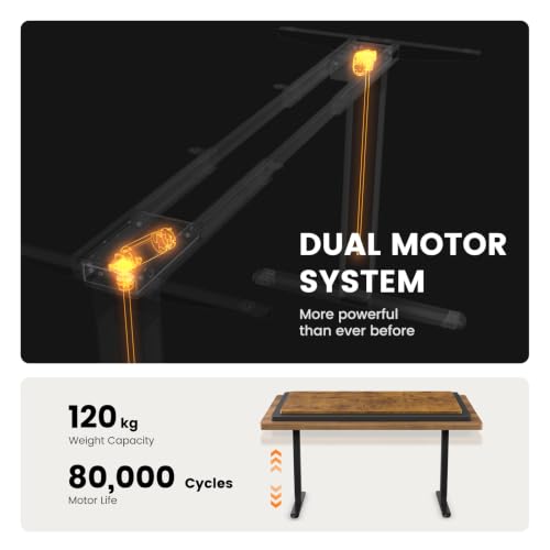 Image of ErGear Dual Motor Standing Desk Frame, Electric Adjustable Legs Compatible Desktop Size 44″-90″, 264 lbs Weight Capacity, 4 Memory Height Settings Stand up Desks Base, Black Frame Only