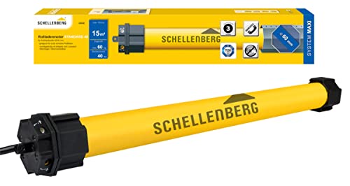 Schellenberg 20640 Rolladenmotor MAXI Standard 40 Nm, mechanische Endlageneinstellung, Rohrmotor für 60 mm Welle, bis 15 m² Rollladenfläche, Set inkl. Wandlager