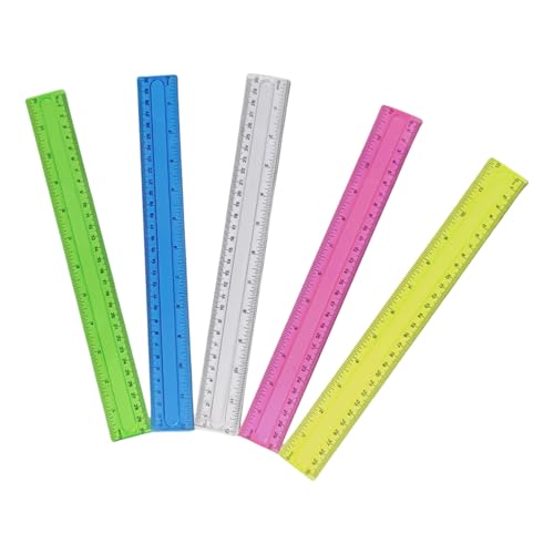4PCS 12インチクリアルーラーストレートルーラーインチインチとセンチメートルダブルスケール描画数学