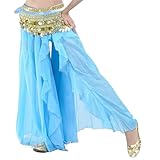Women's Single Split Long Skirt for Belly Dance Costume Performance Training and Professional Dancewear