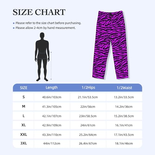 Mens Pajama Pants - Black Purple Zebra Print Soft Sleep Lounge Pants For Men, Casual Pj Bottoms With Pockets3