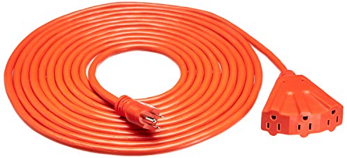AmazonBasics 12/3 Outdoor Extension Cord with 3 Outlets, Orange, 25 Foot