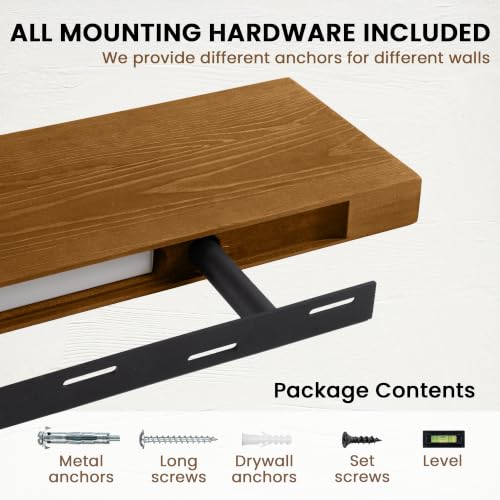 Image of Solid Wood Floating Shelves for Wall 36 inch,Walnut Wooden Shelf Set of 2