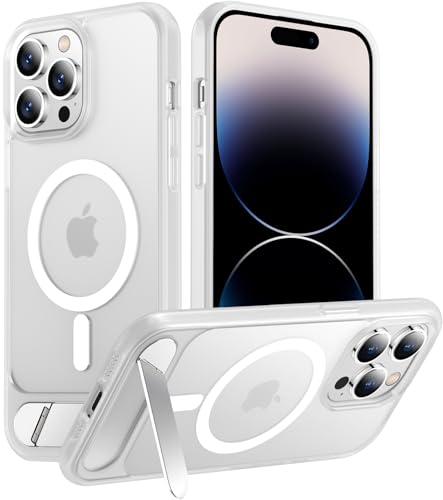 Image of Magnetic Compatible with iPhone 14 Pro Max Case, [Built-in Invisible Kickstand][Compatible with MagSafe] [Military Grade Shockproof] Slim Translucent Matte Phone Case for iPhone 14 Pro Max 6.7 inch