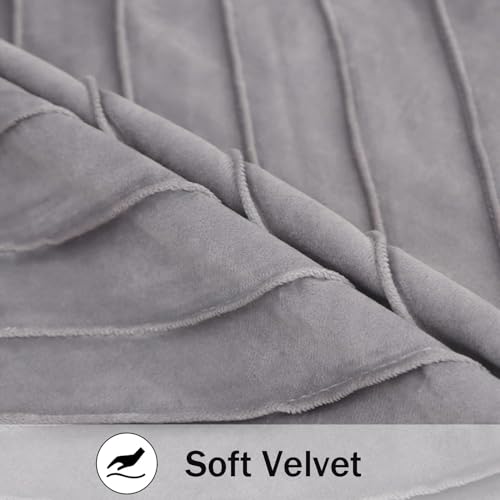 Image of Velvet Throw Pillow Covers 22x22 inch Pack of 2 Gold Decor Gray