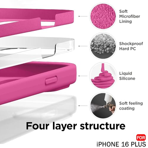 Image of TheGiftKart Liquid Silicone Back Cover Case for iPhone 16 Plus | Soft Micro-Fibre Lining Inside | Camera & Screen Protection | Shockproof Back Cover Case for iPhone 16 Plus (Silicone, Pink)