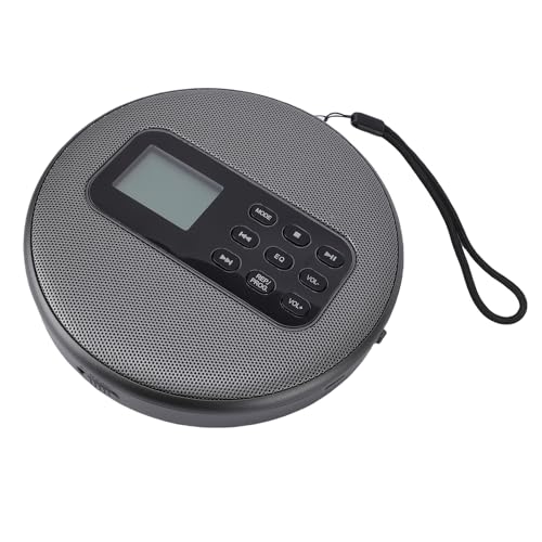 Annadue Tragbarer CD-Player, Wiederaufladbar, Stereo-Musikplayer mit Doppelten Stereo-Lautsprechern, LCD-Display, Vielseitigen Wiedergabeoptionen, 8 Stunden Spielzeit