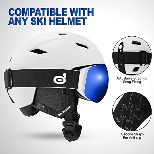 Odoland Detachable Magnetic Snow Ski Goggles, Uv400 Anti-Fog Windproof Eyewear Lens,White Frame Blue Lens, Vlt 12.6% #TOP5