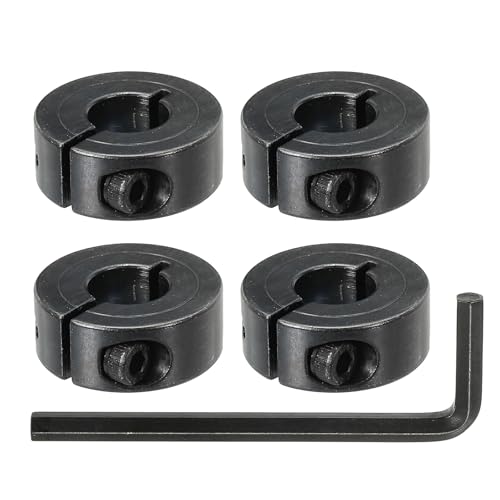 MECCANIXITY Bore 12 mm Single Split Shaft Collar 28 mm OD 11 mm Thickness Carbon Steel Locking Collar Clamp Style with Set Screw & Hex Wrench for Machine Tools Industry (Black, Pack of 4)