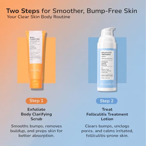 Image of BellamiLuxx Folliculitis Treatment Lotion for Body, Scalp, Face - Helps Reduce Body Acne, Itch, Redness & Bumps with Salicylic Acid & Glycolic Acid - Daily Care for Folliculitis-Prone Skin