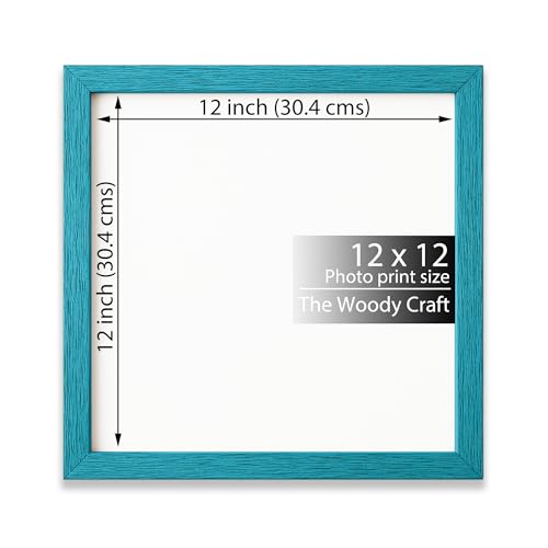 Image of 12x12 inch Square Frame | Blue Photo Frame For Wall With Charming Aesthetic | Wall Photo Frames For Home Decoration | Wooden Frame With Balanced Shape | Vintage Photo Frame For Timeless Art