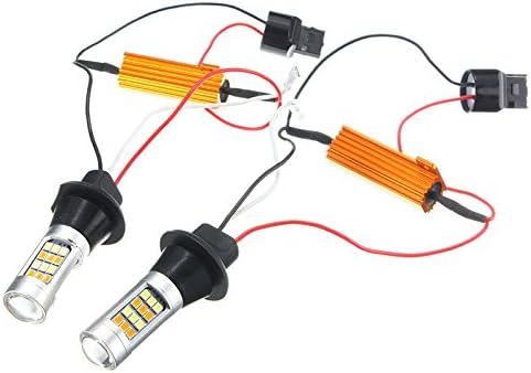 XNEMON 2pcs New T20 7443 2835 42 SMD 1000LM 20W Car LED DRL Daytime Running Light Dual Color Switchback Turn Signal Lamp Bulb DC12-24V