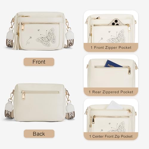 Image of KITEVIUN Crossbody Bags for Women Trendy Leather Crossbody Purse Shoulder Handbags Butterfly Design