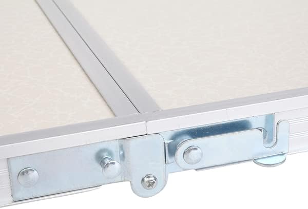Miniatura 4 de Mesa plegable portátil de aluminio de 4 pies, mesas de camping que se pliegan ligeras, mesa de picnic de altura ajustable blanca