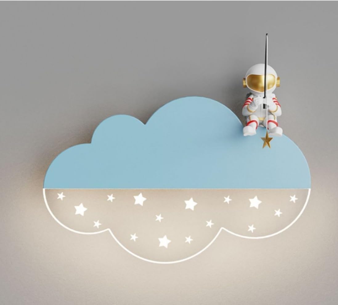 Apliques de pared LED con forma de nube, ideales para inquilinos, apliques de astronautas, lámpara infantil de dibujos animados, luz nocturna
