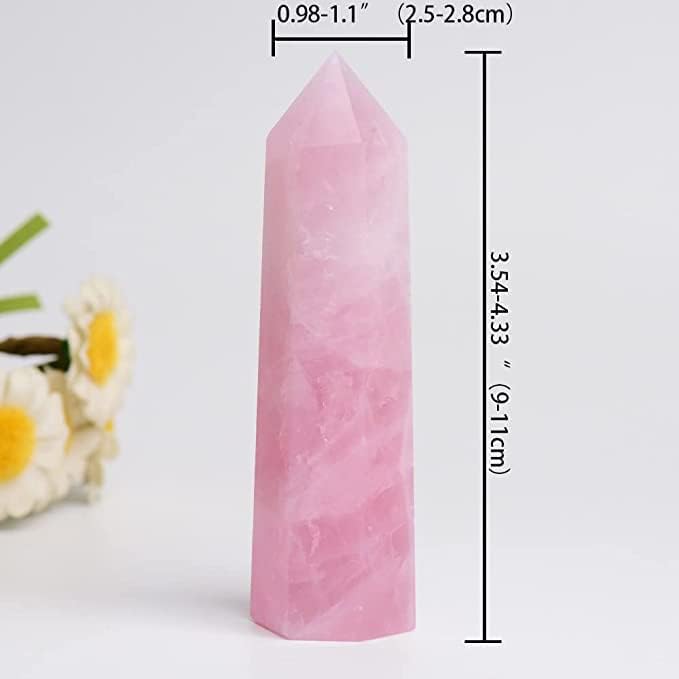 Miniatura 2 de 1 torre de cristal natural de cuarzo rosa de 3.54-4.33 pulgadas, varita de cristal curativo 6 facetas chakras reiki terapia de meditación
