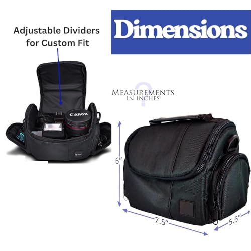 Medium Soft Padded Camera Bag Case for DSLR and Mirrorless Cameras – Fits Nikon, Canon, Sony, Pentax, Olympus, Panasonic, Samsung & More – Shockproof Protection for Lenses & Accessories