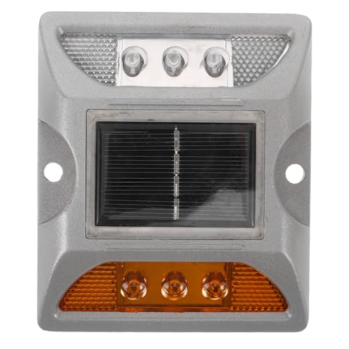Toddmomy Luz Solar para Exteriores de Fundición de Aluminio Resistente, Marcador de Entrada Reflectante Amarillo y Claro, Luces Solares para Jardín y Senderos, Señalización Vial Segura,