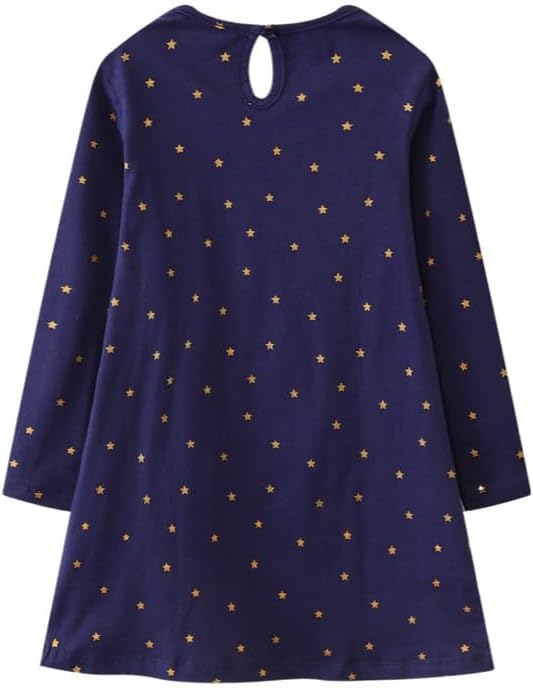 HILEELANG Toddler Girl Long Sleeve Dress Stripe Rainbow Christmas Cotton Casual Tunic Playwear Basic Shirt Party Dresses - Image 2