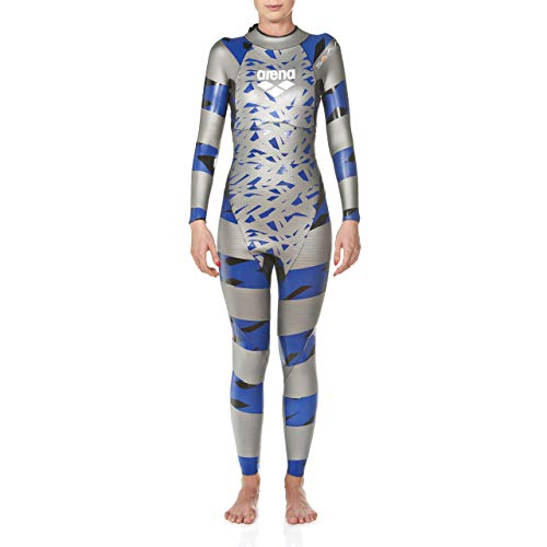 Arena Women's SAMS Triathlon Wetsuit Full Sleeve Shark Deterrent Neoprene for Open Water Swimming, Ironman and USAT Approved, Silver/Blue, X-Small -  Arena North America, 2A653-528-XS-528-X-Small