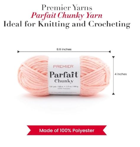 Image of Premier Yarns Parfait Chunky Chenille Yarn 3.5 Oz 6 Super Bulky Weight 3 Pack Bundle with Bella's Stitch Place Holders (Peach)
