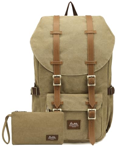 KAUKKO Vintage Canvas Rucksack Damen Herren...