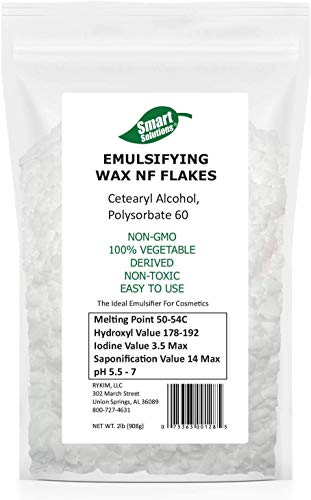 Smart Solutions Non-GMO Emulsifying Wax NF Flakes | 100% Vegetable Derived Non-Toxic Easy to Use (1 lb) | Cosmetic Grade, Resealable Bag
