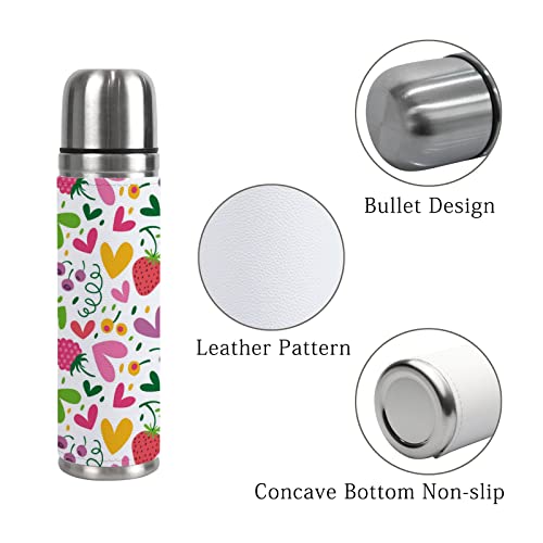 Colourlife Insulated Mug Stainless Steel Water Bottle Hearts Strawberries And Raspberries Vacuum Cup Travel Mug For Office #TOP2