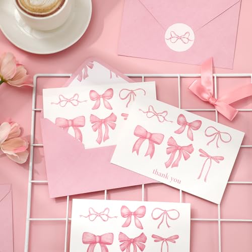 Cartes de remerciement anniversaire et mariage à nœud rose Whaline pour vos invités