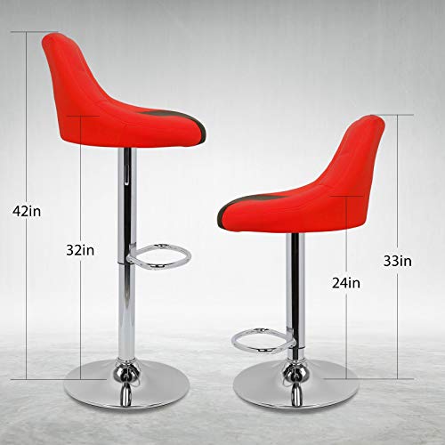 Magshion Counter Height Swivel Barstools Dining Chair Bar Pub High Stool With Back For Kitchen Island - Set Of 2 (Red) #TOP2
