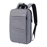 UOZL Laptop Backpack Slim & Expandable with Hidden Built-in Usb Spill-Resistant Notebooks Bag Case for Most 13-15 Inch MacBooks Surface-Books Dell HP Lenovo Asus Computers (Grey-Black)