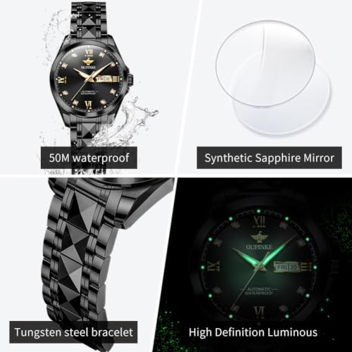 Image of OLEVS Automatic Womens Watch Mechanical Calendar Watches Diamond Fashion Waterproof Female Wrist Watch