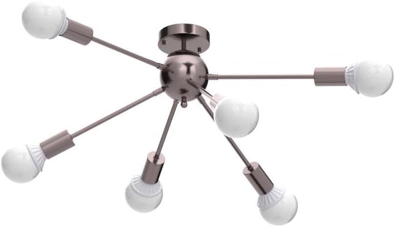 LASENCHOO Sputnik Ceiling Light Fixture, 8 Lights Sputnik Light Fixture Brushed Nickel Sputnik Chandeliers, Mid Century Modern Ceiling Lamp for Kitchen Living Room Bedroom Kitchen Hallway Dining Room