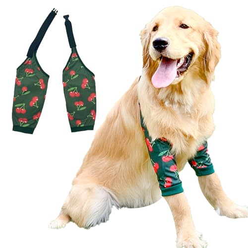 Image of Dog Knee Protector Pad for Calluses Knee Brace Front Elbow Support Wrap, Pet Sleeves for Wounds Dog Elbow Callus Treatment for Medium Large Dogs with Scarf(XLCherry )