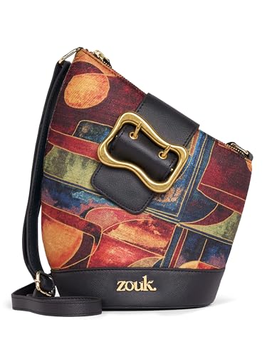Image of ZOUK Women's Ardha Sling Bag | Black Vegan Leather Crossbody Bag | Asymmetric Silhouette| Adjustable Strap