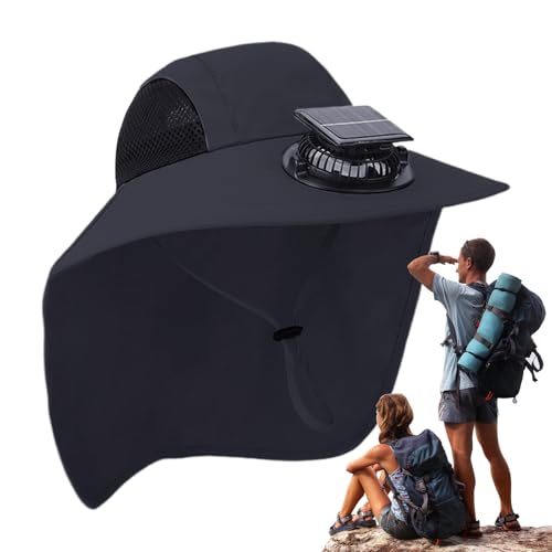 Sombrero con Ventiladores, Sombrero de con Ventilador Solar – Protección UV Ampla Falda Unisex para Camping, jardinería o Viajes