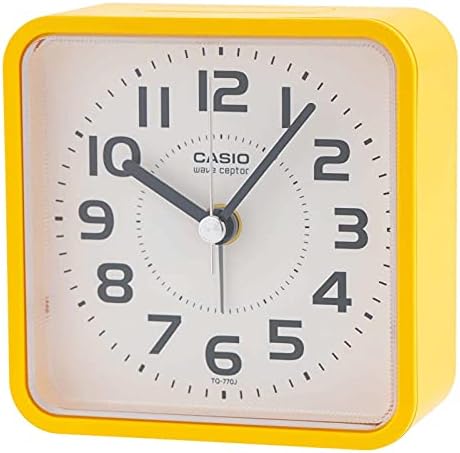 CASIO TQ-770J-9JF Alarm Clock, Radio, Yellow, Analog, Night Second Hand Stop, Snooze with Light