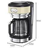 Russell Hobbs Kaffemaschine Retro creme, bis 10 Tassen, 1,25l Glaskanne, Brüh- & Warmhalteanzeige im Retrodesign, Abschaltautomatik, Warmhalteplatte, 1000W, Vintage Filterkaffeemaschine 21702-56 - 8