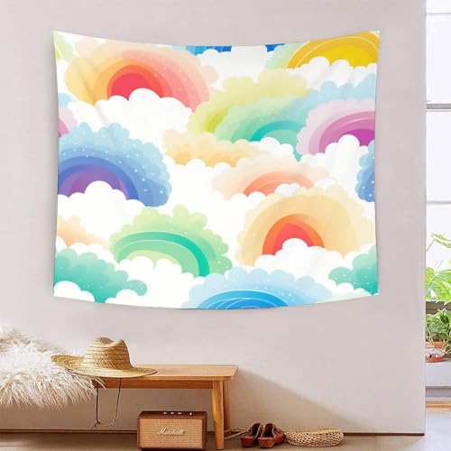 Tapisserie murale arc-en-ciel 3D en polyester doux pour salon 150x200cm