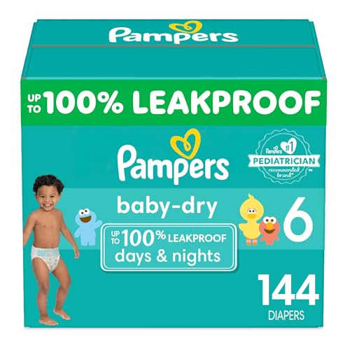 Image of Pampers Baby Dry Diapers - Size 6, One Month Supply (144 Count), Absorbent Disposable Diapers