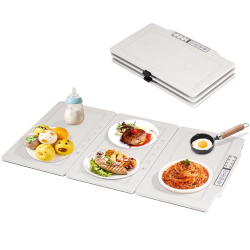 BAOSHISHAN Elektrische, splitsbare voedselverwarmingsbak Verwarmingsplaat Opvouwbare voedselverwarmer alleen voor tafelgerei met platte bodem, 30-120℃, 2 cm dik, 10 s verwarming