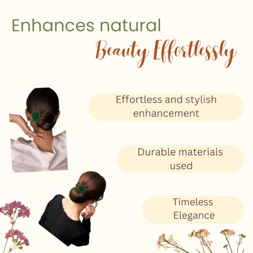 Image of Hair Flare Artificial Plastic & Metal Rose Flower with An Abundance of Petals Design Hairpin /Hair Clip /Judabun | Bridal Hair Accessories, Wedding, Festival for Women & Girls - 2700, Set of 2